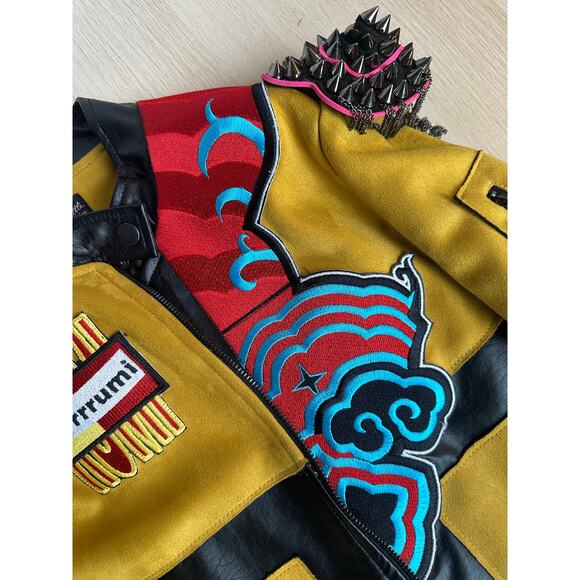 RARE! Custom Rumi Yellow Leather Cosplay Suede and Leather Jacket - Size L - Picture 10 of 12